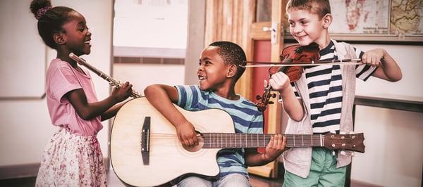 Child playing guitar.