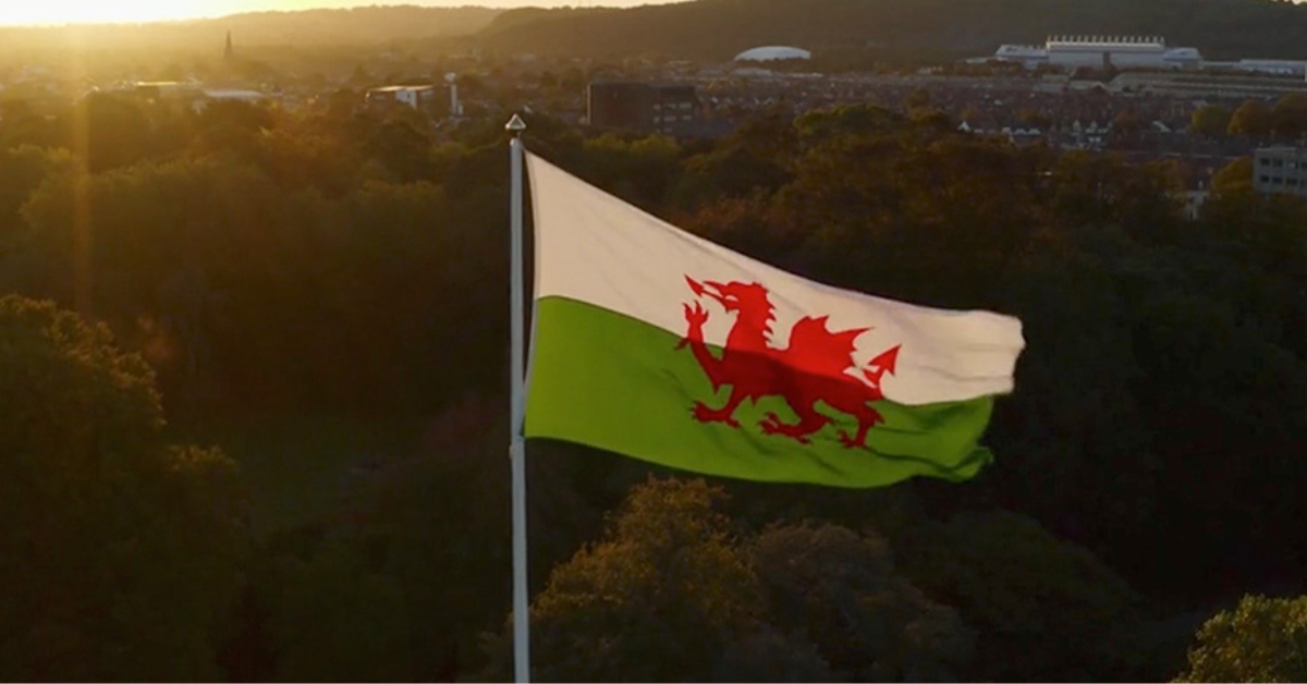 The Welsh flag.