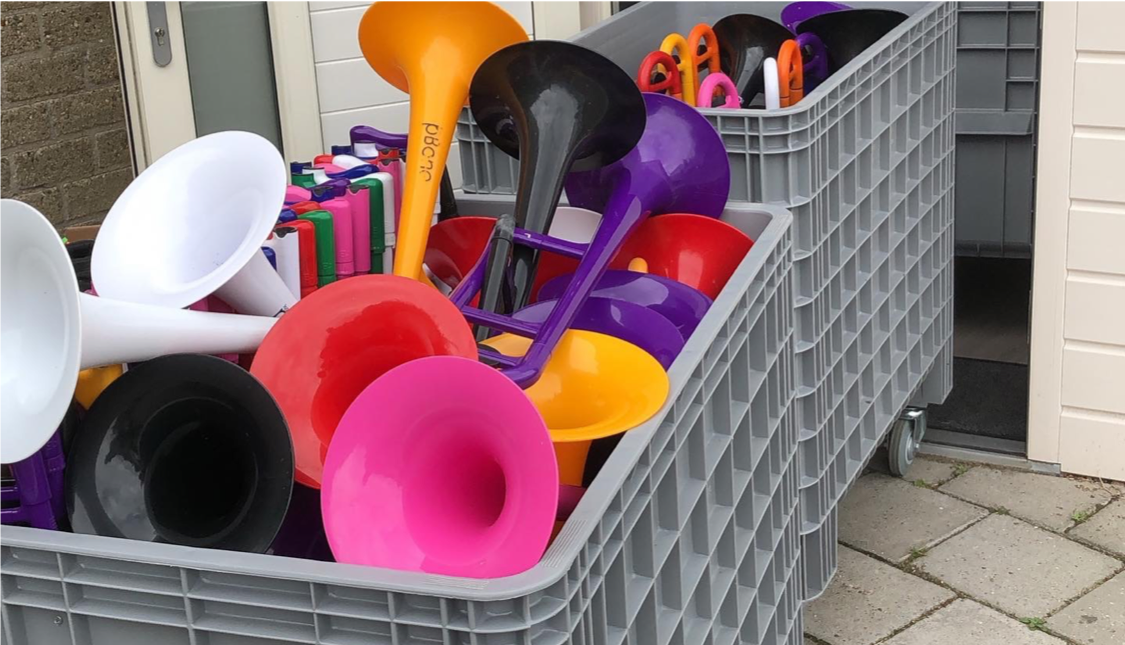 A collection of plastic instruments.