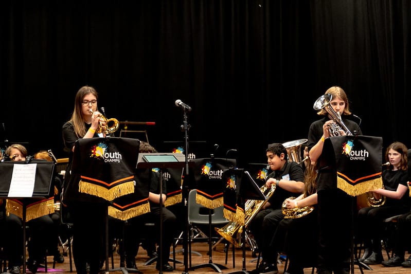 Children from Sheffield competing in a brass band competition.