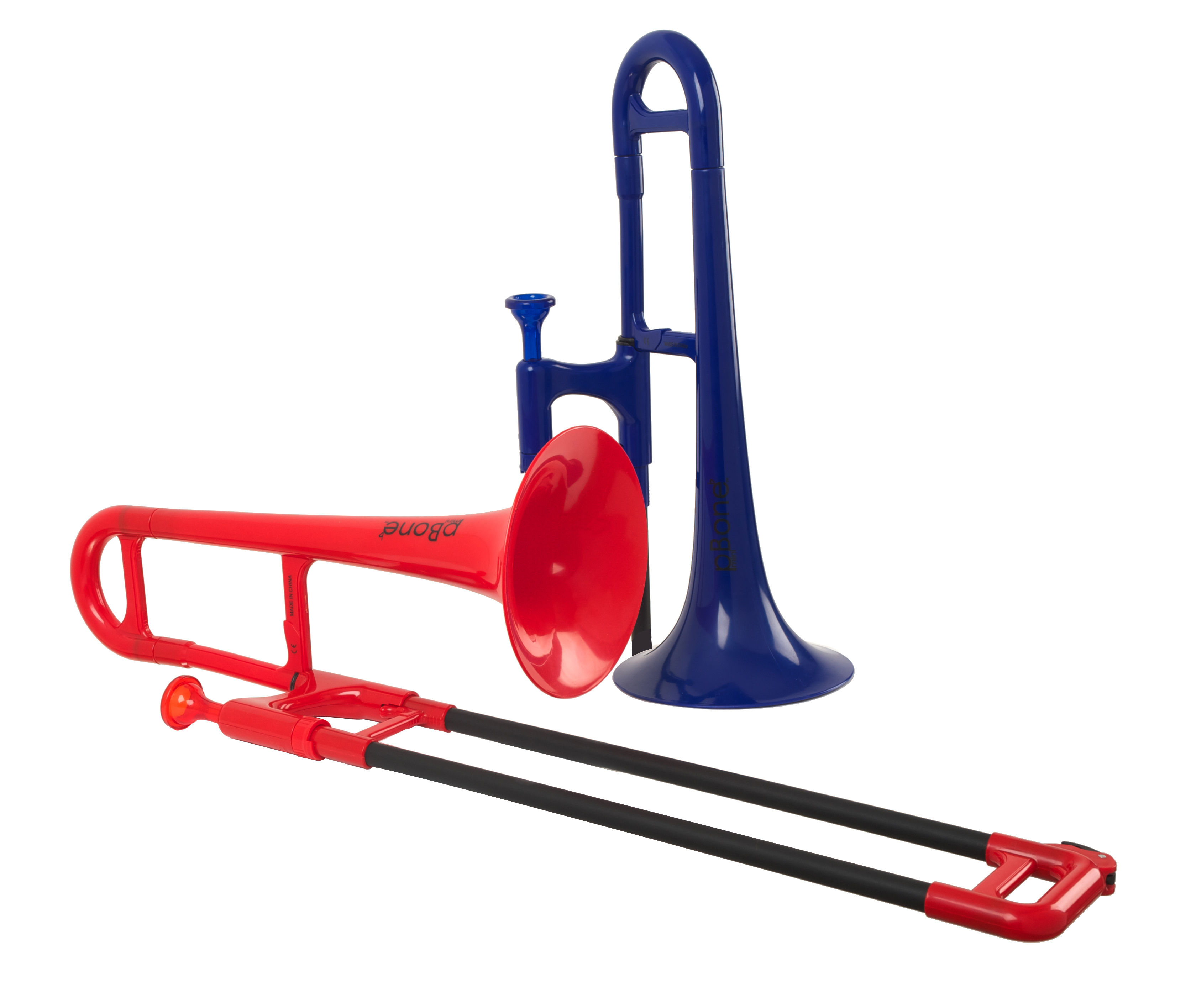 Two pBone minis in blue and red.