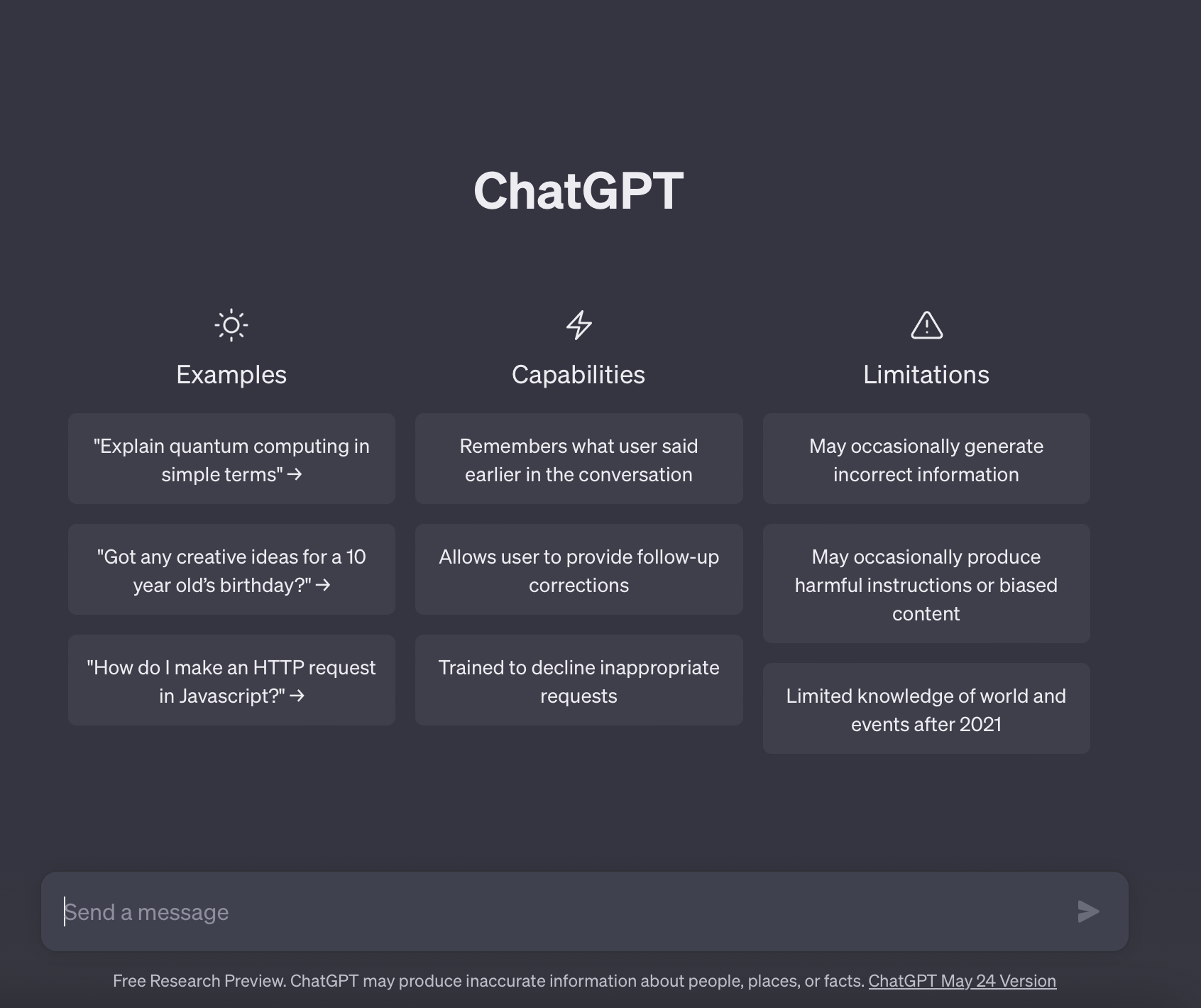 Example of the ChatGPT window.